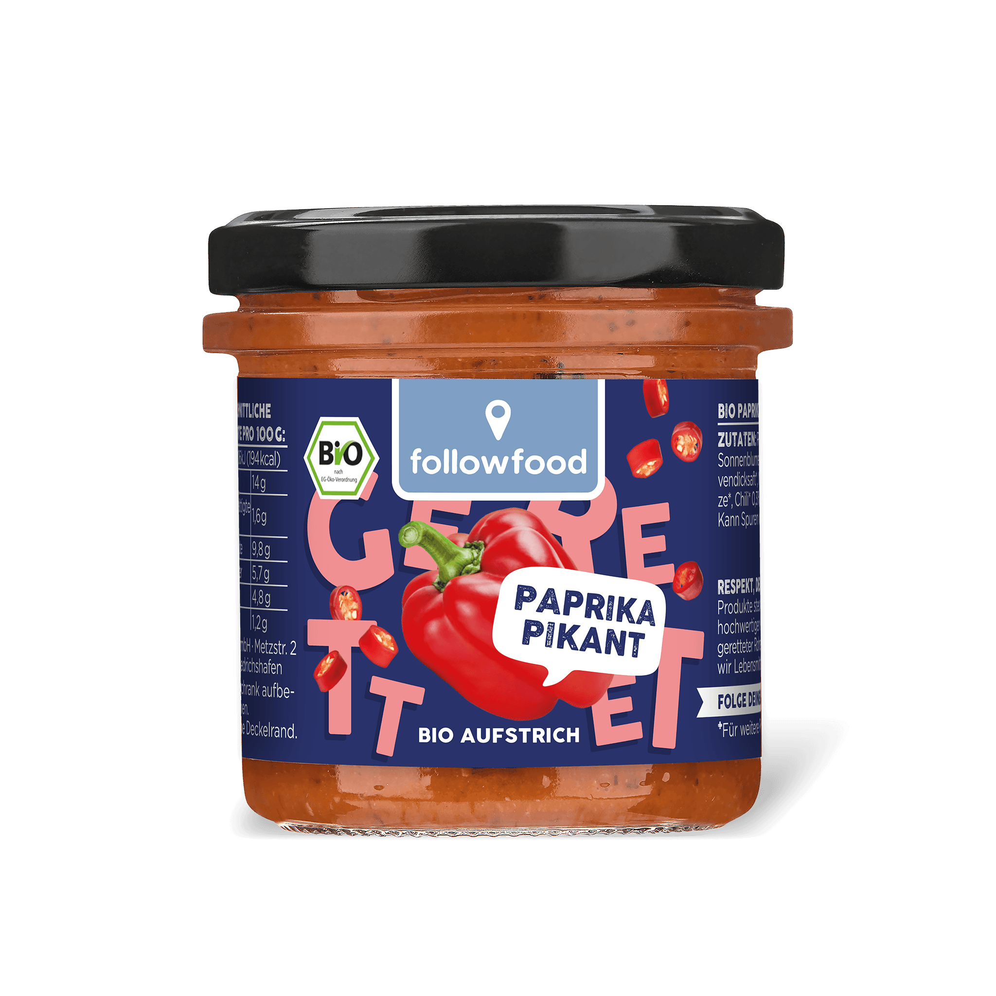 followfood Bio Aufstrich Paprika Pikant Produktbild