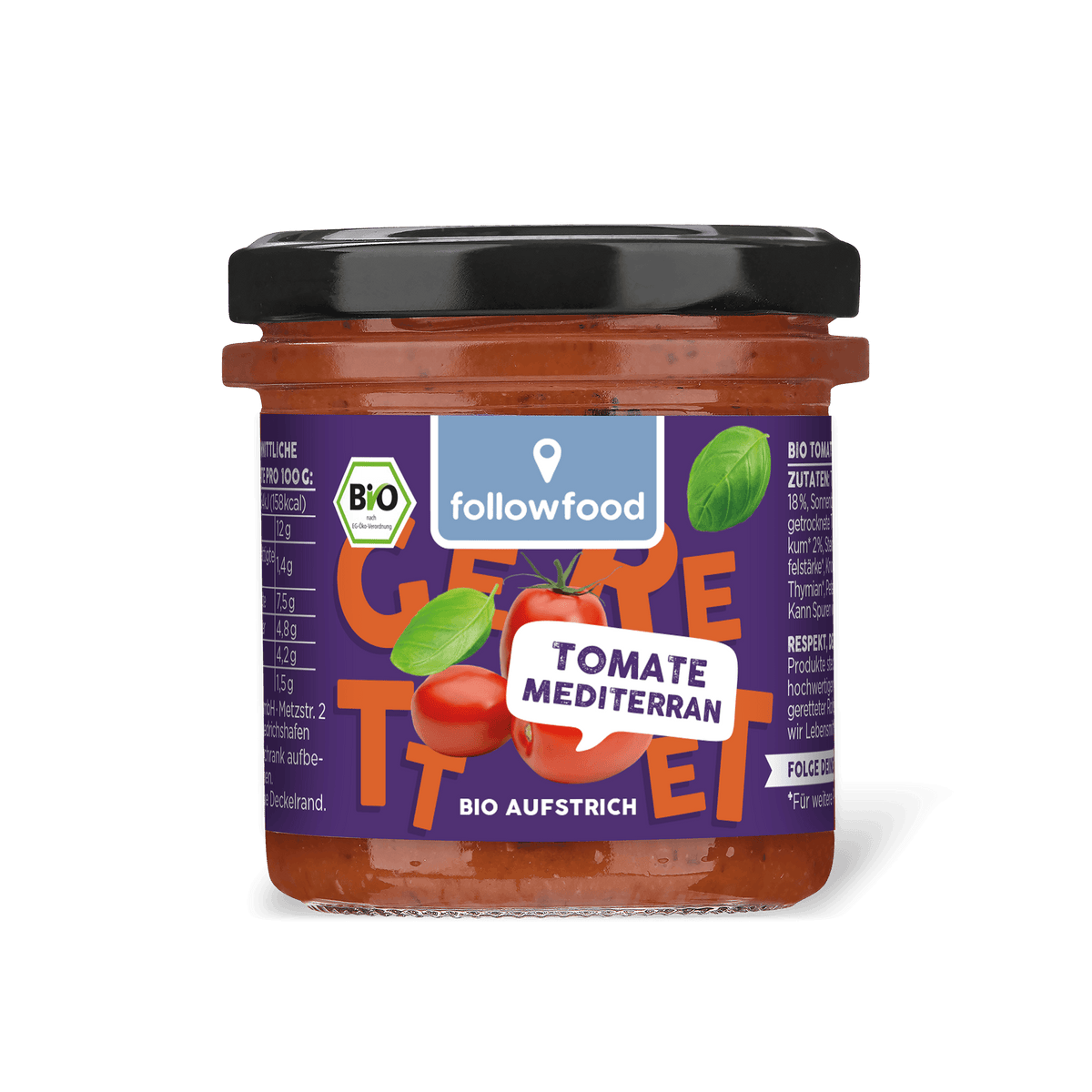 followfood Bio Aufstrich Tomate mediterran Produktbild
