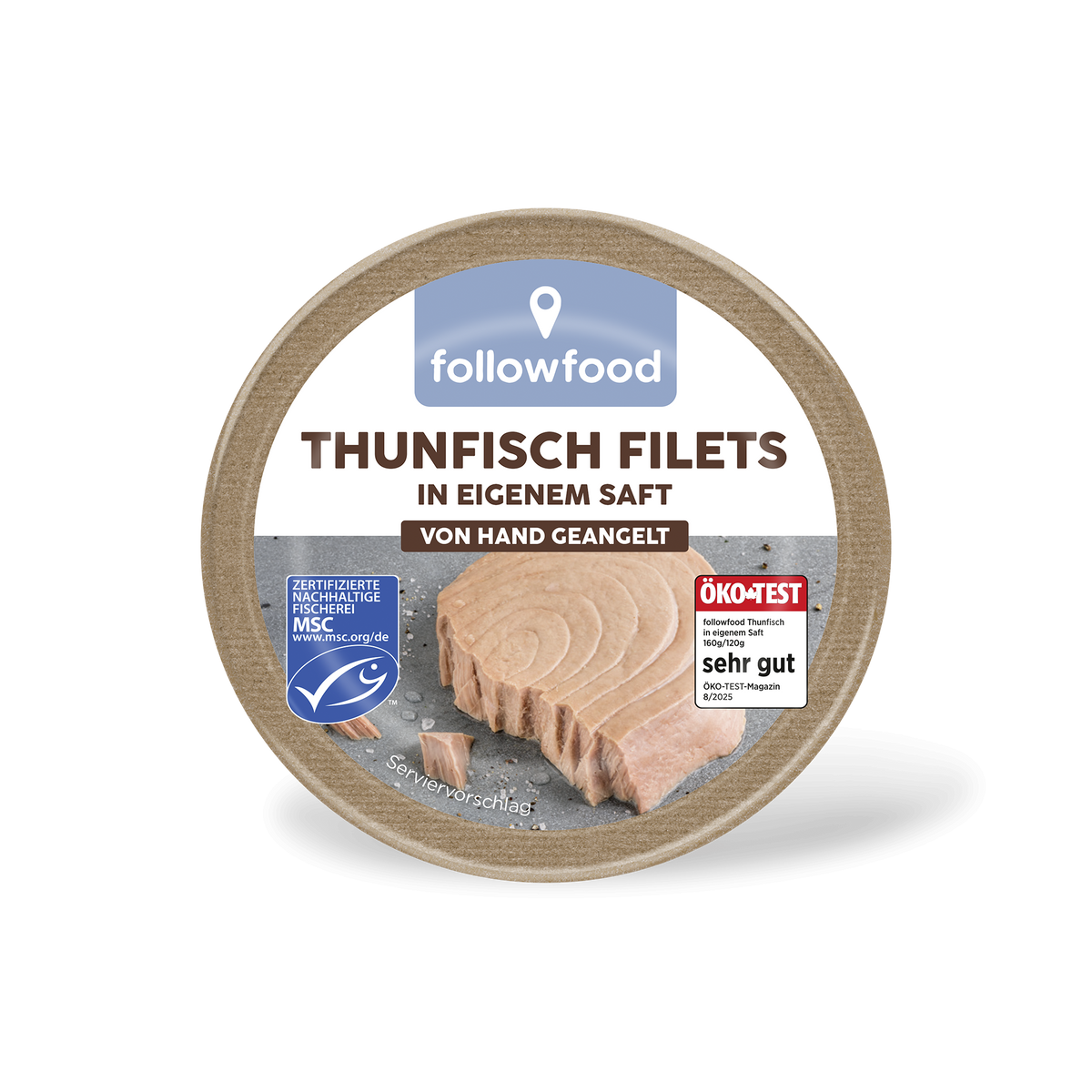 followfood Thunfisch Konserven MSC Thunfisch Filets in Eigenem Saft Dose Produktbild