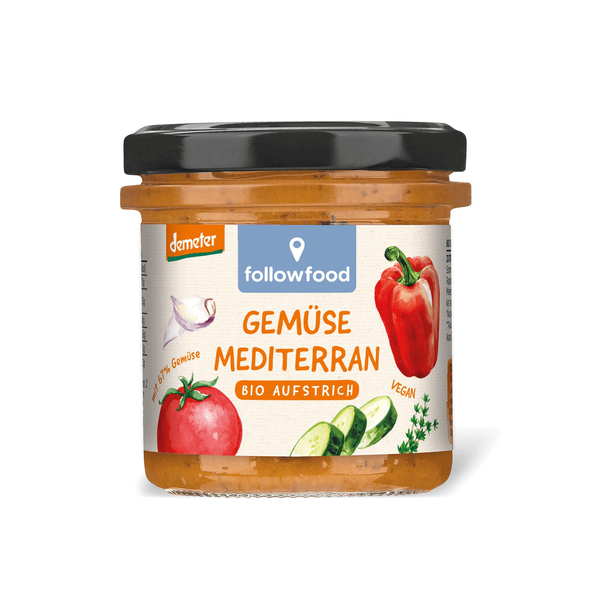 followfood Bio Aufstrich Gemüse mediterran Demeter Produktbild