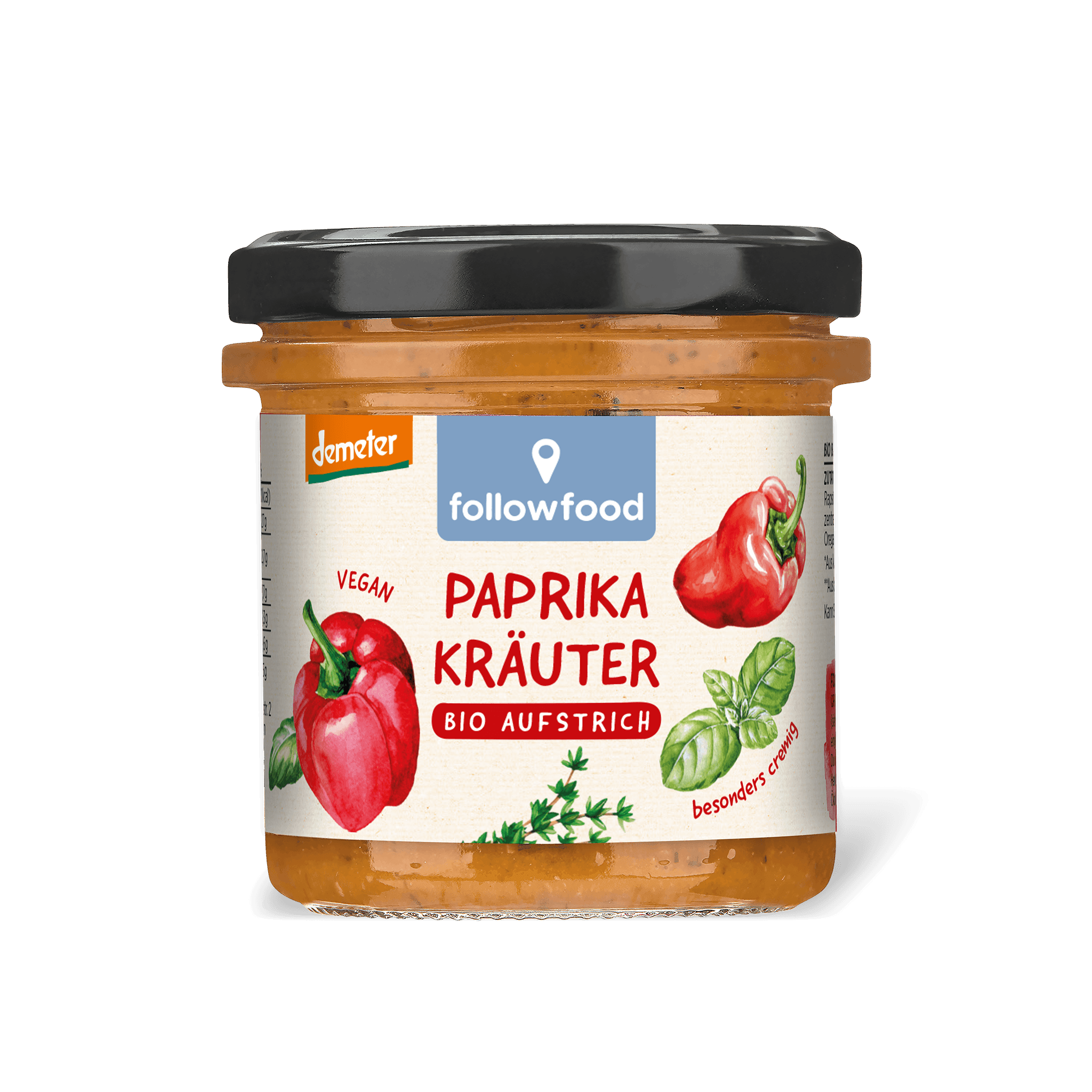 followfood Bio Aufstrich Paprika Kräuter Demeter Produktbild