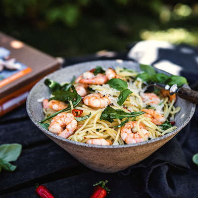 followfood Meditarraner Nudelsalat Garnelen Produktbild