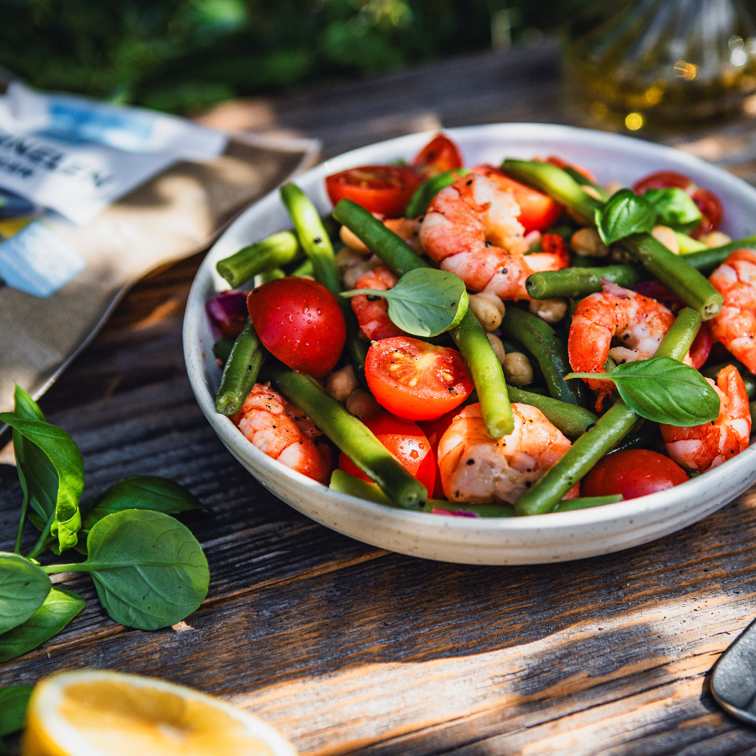 followfood Black Tiger Garnelen Bohnen Salat Produktbild