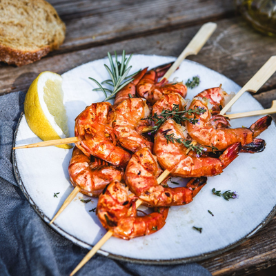 followfood Gegrillte Black Tiger Garnelen in Zitronen Krauter Marinade Produktbild