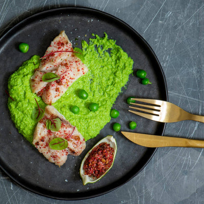 followfood Rezept: Erbsen Brokkoli Püree gebratenem Rotbarsch Rueckenfilet