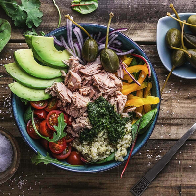 followfish Rezept: Quinoa Thunfisch Bowl Koriander Pesto