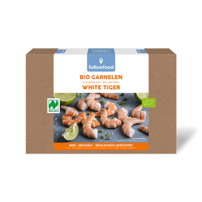 followfood Fisch Bio Filets Meeresfrüchte Bio Garnelen White Tiger 160g Logo