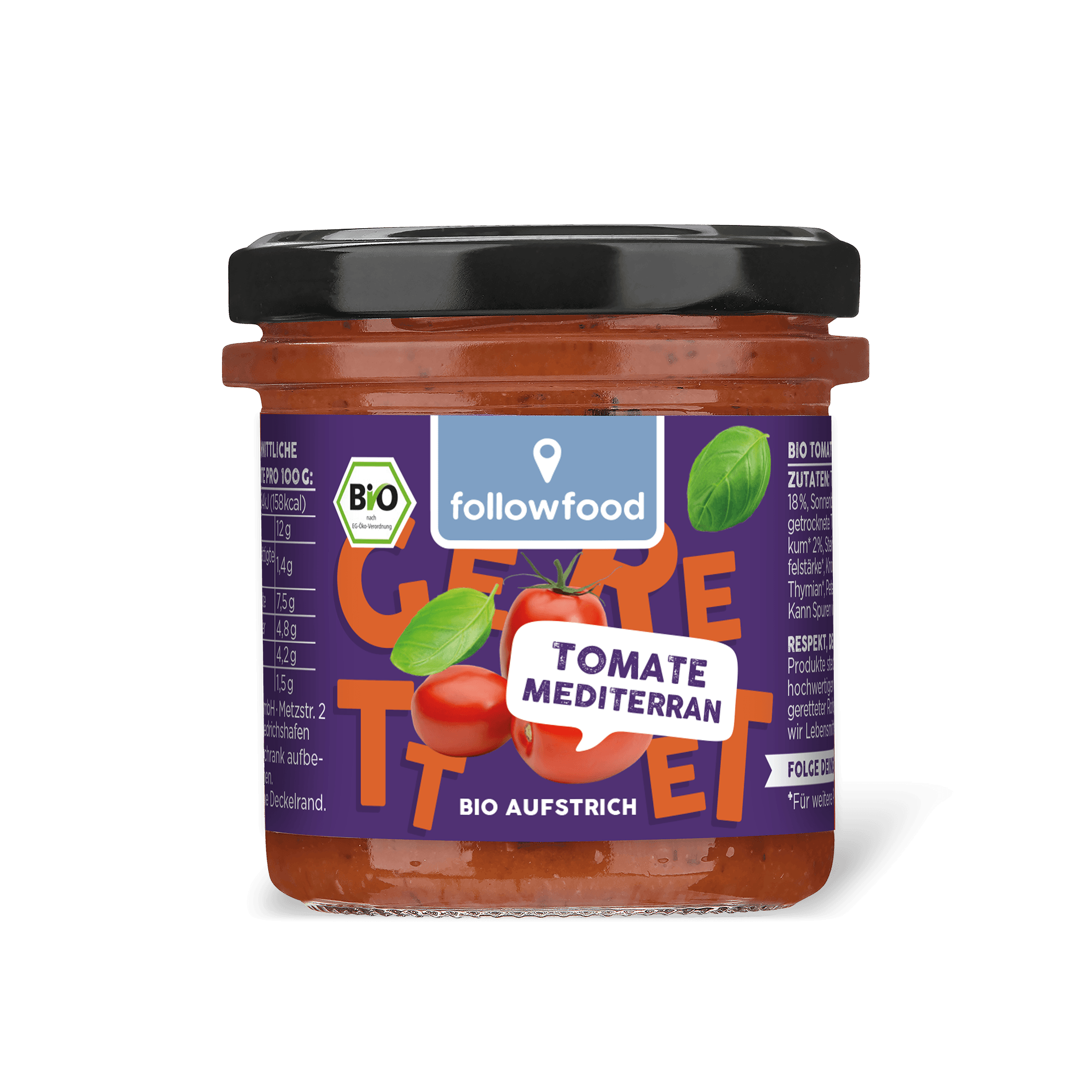 followfood Bio Aufstrich Tomate mediterran Produktbild