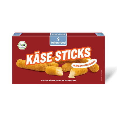 followfood vegane und Vegetarische Gerichte Fingerfood Bio Käse Sticks Produktbild