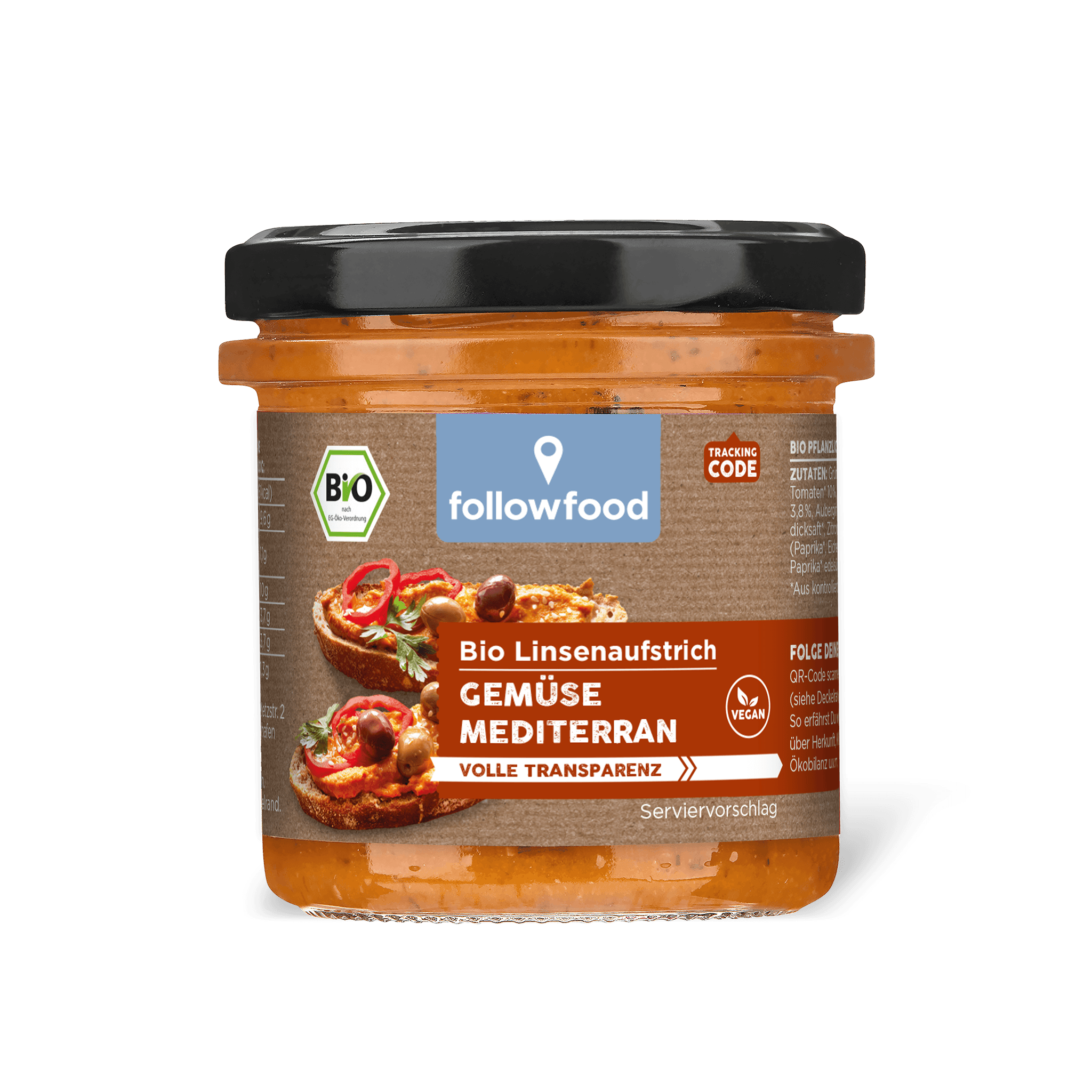 followfood Bio Linsenaufstrich Gemüse mediterran Produktbild