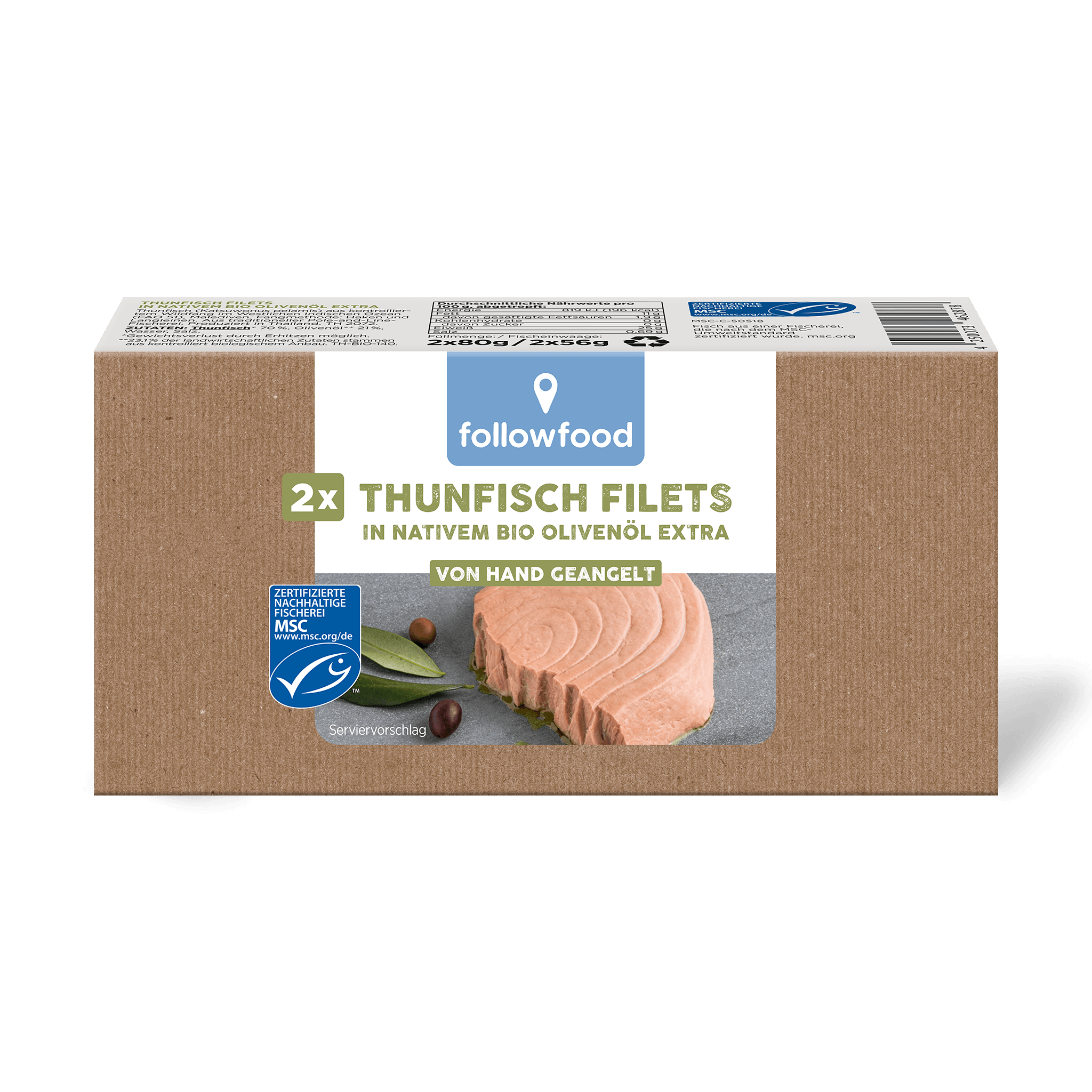 followfood Thunfisch Filets Doppeldose Bio Olivenöl Produktbild