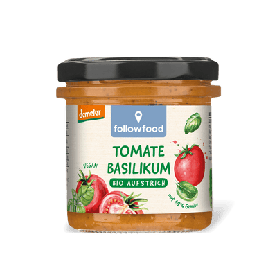 followfood Bio Aufstrich Tomate Basilikum Demeter Produktbild