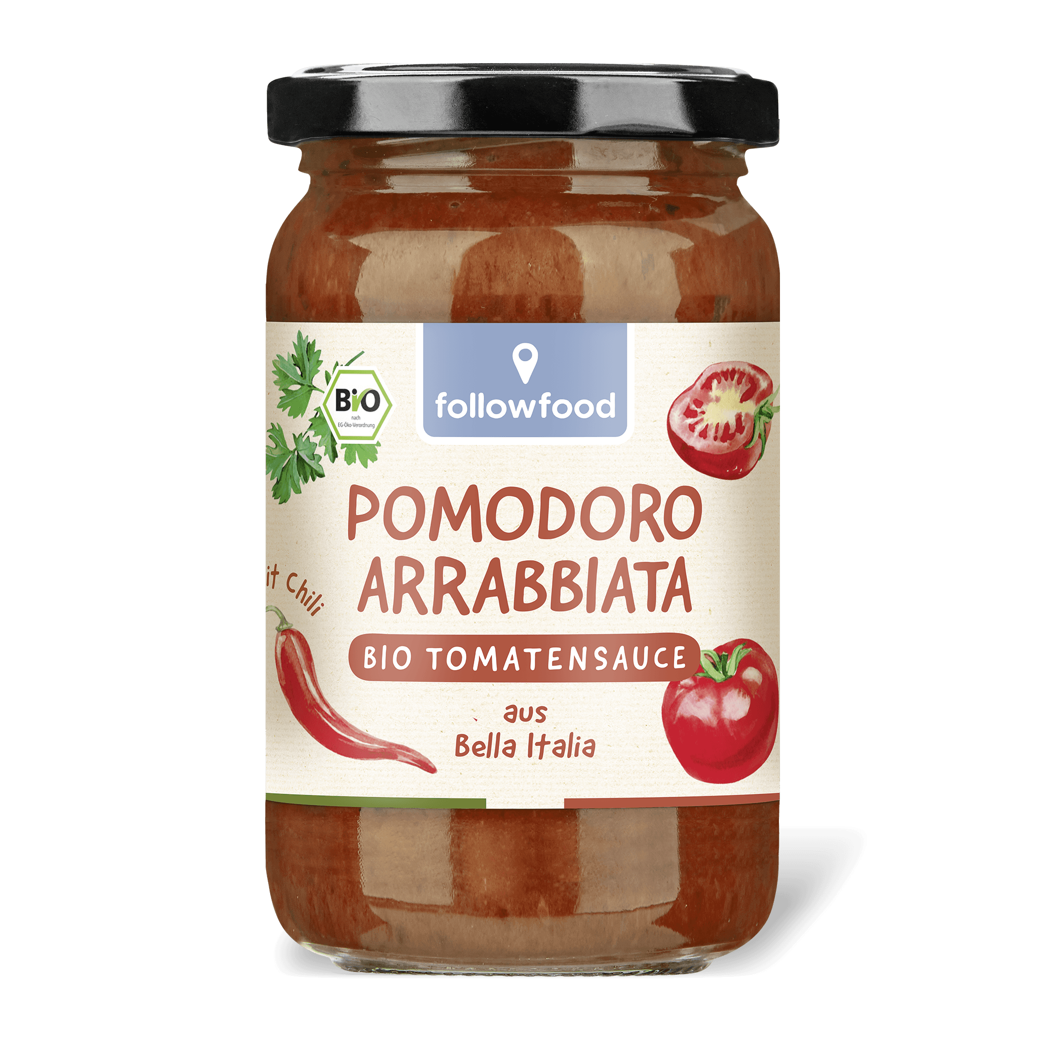 followfood Bio Tomatensauce Arrabbiata Produktbild