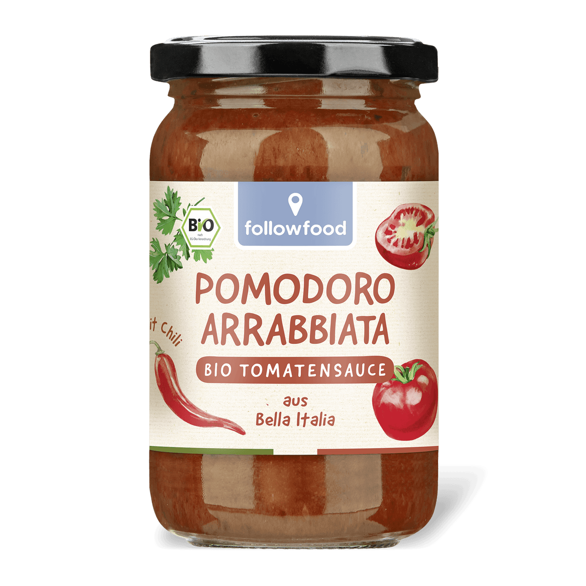 followfood Bio Tomatensauce Arrabbiata Produktbild