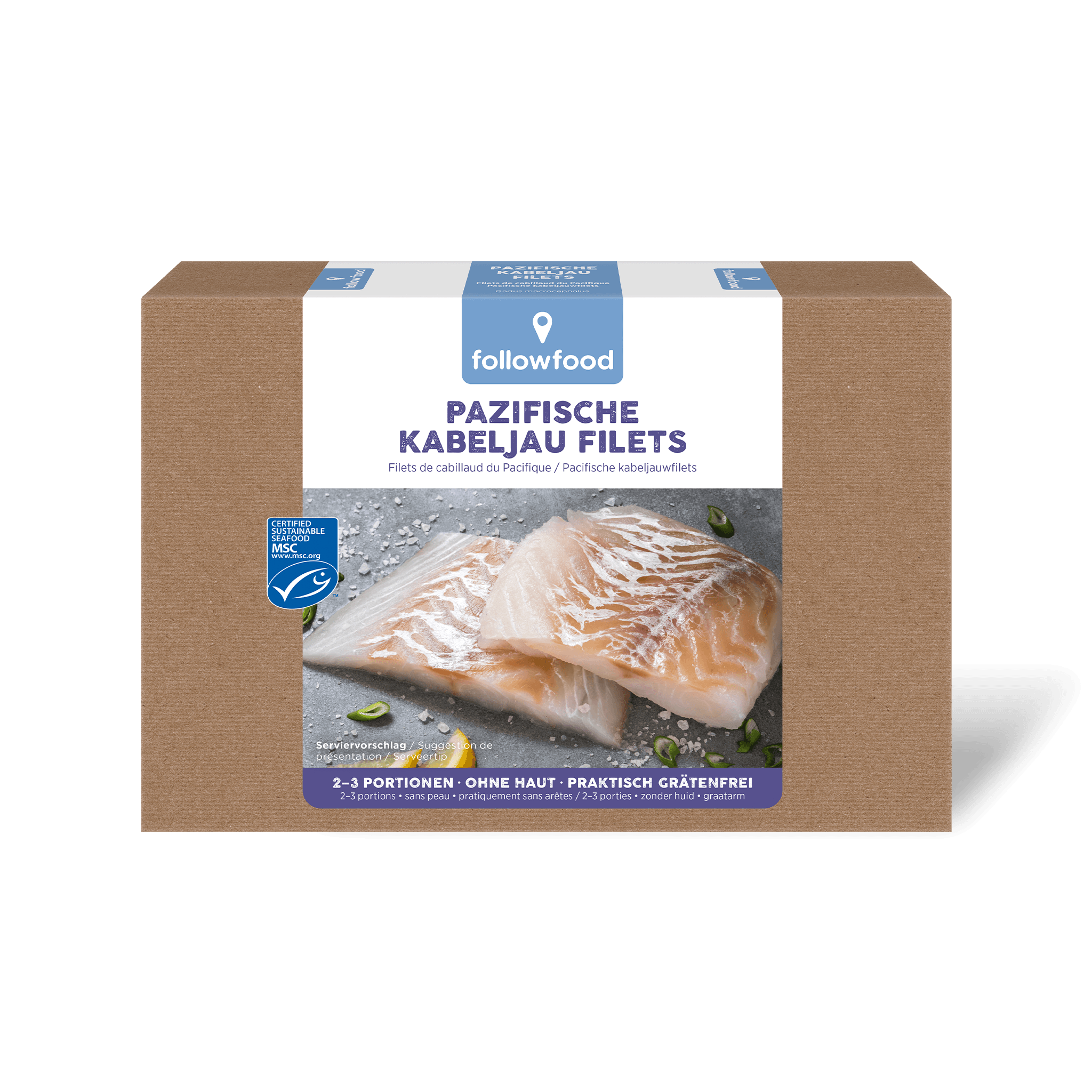 followfood Naturfilets Meeresfrüchte aus Wildfang MSC Pazifischerer Kabeljau Filets 200g Produktbild